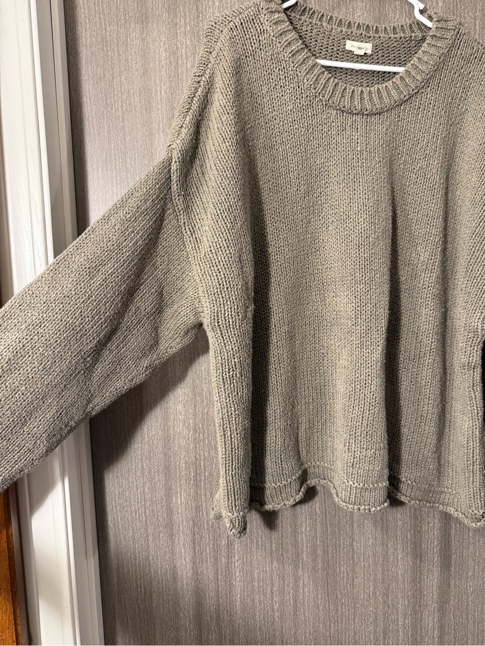 Pilcro Relaxed Crewneck Sweater in Taupe - Picture 5 of 11